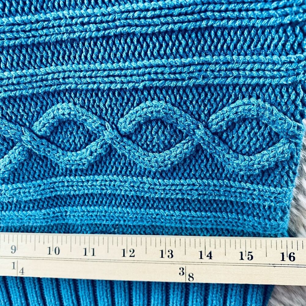 Sonoma Women's Sweater Cable Knit Short Sleeve Cowl Neck Blue Medium - Picture 6 of 11